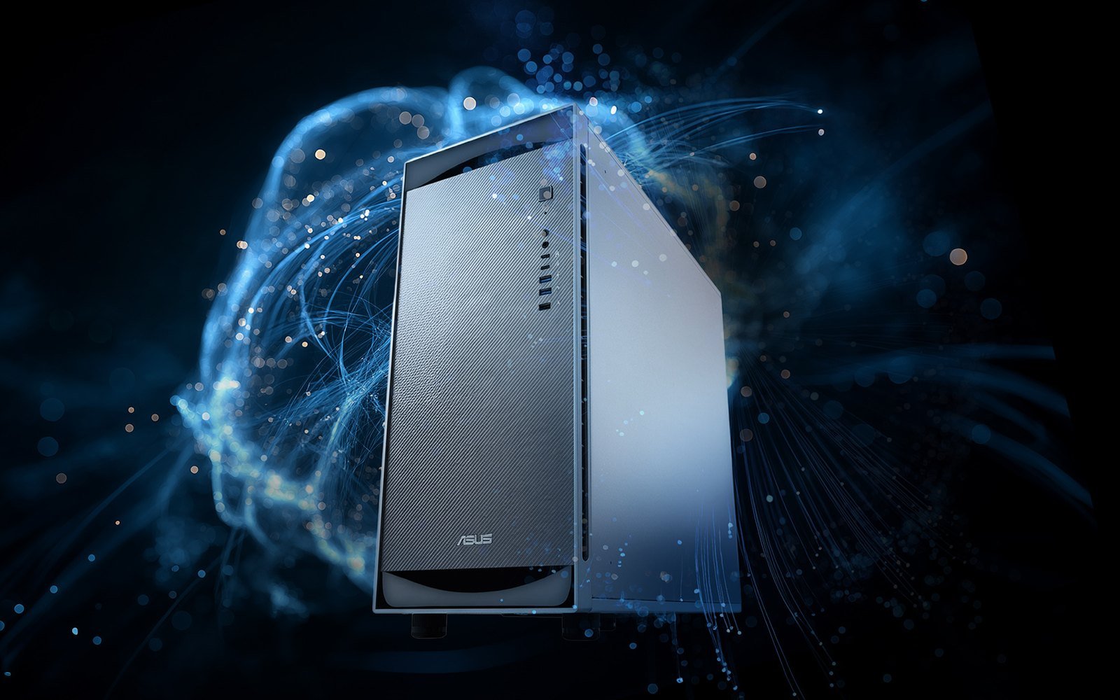 The ASUS ExpertCenter Pro ET900N G3 tower on a dark blue background