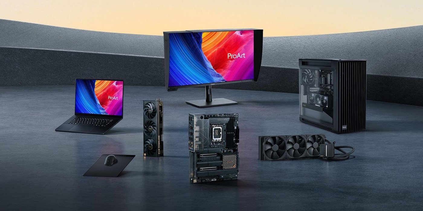 The ProArt product family: display, laptop, PC, motherboard, graphics card and cooler